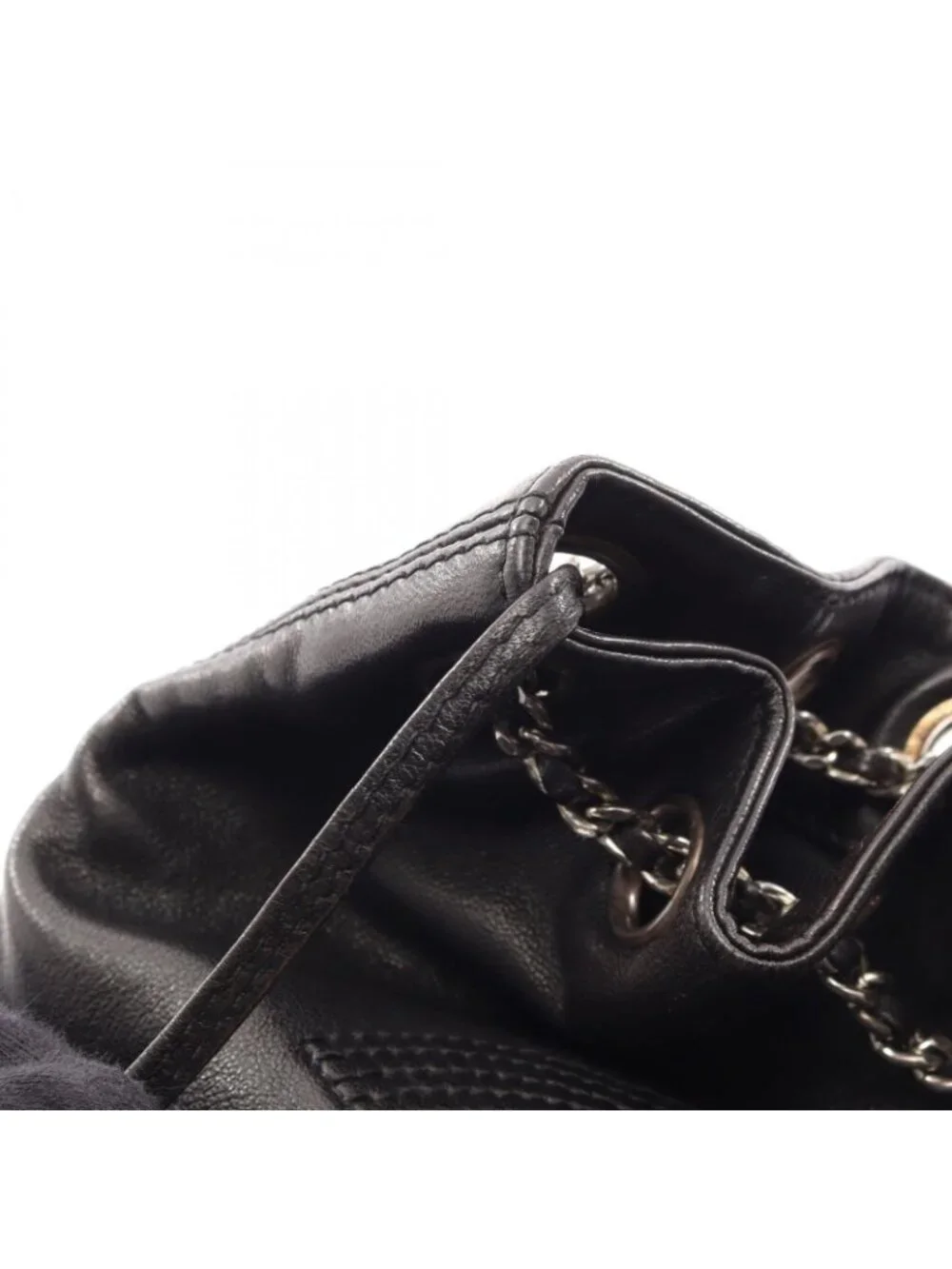 Chanel Backpack CC Logo Small Drawstring Black Lambskin CC Chain